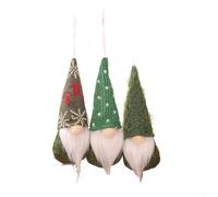 Feeshoppher Lot de 3 nains de Noël à suspendre faits à la main avec corps en feutre doux, nez en peluche et chapeaux tricotés Motif tomte scandinave Env. 17 x 6 cm Rose/vert/blanc/gris (costume vert)