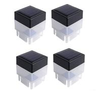 Feeshoppher Lot de 4 lampadaires solaires LED étanches en ABS avec lumière blanche et chaude pour décoration de jardin, terrasse, cour, allée et clôture, taille compacte pour (lumière blanche)