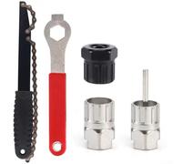 Feeshoppher Outil de fouet de chaîne de vélo avec extracteur de pédalier et extracteur de manivelle, kit de réparation professionnel pour le retrait de la roue libre, construction en acier au carbone