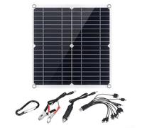 Feeshoppher Panneau solaire monocristallin 50 W avec deux ports USB et sortie 12 V CC haute efficacité de conversion chargeur portable pour voiture, camping-car, bateau, extérieur, camping