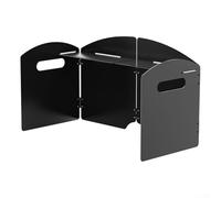 Feeshoppher Pare-vent de cuisinière à gaz portable en acier Cam-p - Pare-vent pliable pour réchaud de camping - Protection contre le vent avec base surélevée et sac de transport pour la randonnée (4