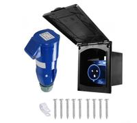 Feeshoppher Prise d'alimentation externe étanche 16 A IP44 pour caravane, camping-car, remorque, haute tension 220 V 250 V, boîtier en plastique robuste et résistant aux intempéries, noir