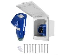 Feeshoppher Prise d'alimentation externe étanche 16 A IP44 pour caravane, camping-car, remorque, haute tension 220 V 250 V, boîtier en plastique robuste et résistant aux intempéries, blanc