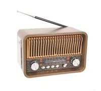 Feeshoppher Radio portable multi-bande avec lampe de poche LED USB TF carte FM AM SW rechargeable radio Emerge-ncy Marron
