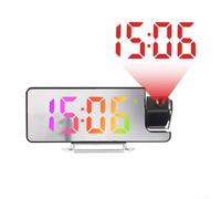 Feeshoppher Réveil à projection numérique réglable multi-angle avec affichage de la température, écran LED, plafond mural, projecteur de temps pour chambre à coucher (lumière colorée)
