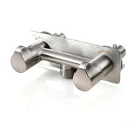 Feeshoppher Robinet de douche pour camping-car de 10,2 cm, plage de température de 0 à 80 °C, robinet de douche extérieur entièrement en acier inoxydable 304 pour camping et camping-car (argent foncé)