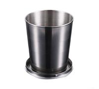 Feeshoppher Tasse pliante rétractable en acier inoxydable pour camping, randonnée, voyage, utilisation en extérieur, tasse télescopique portable en métal, tailles 75 ml, 150 ml et 250 ml pour café