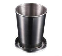 Feeshoppher Tasse pliante rétractable en acier inoxydable pour camping, randonnée, voyage, utilisation en extérieur, tasse télescopique portable en métal, tailles 75 ml, 150 ml et 250 ml pour café