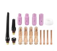 Feeshoppher TIG Kit d'accessoires pour torche de soudage 16 pièces comprenant buse coupelle joint de serrage long capuchon arrière joint torique pour WP-17 WP-18 WP-26 PTA-17 PTA-18 PTA-26 Diamondback