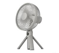 Feeshoppher Ventilateur de camping avec trépied - 3000 mAh - Rechargeable par USB - Ventilateur de bureau portable pliable à 4 vitesses avec écran numérique pour randonnée, voyage, pêche - Kaki