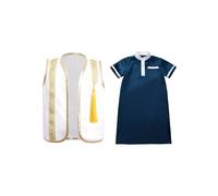 FEESHOW Bébé Fille Robe Prière pour Garçons Musulmans Gilet Arabe pour Robe Thobe Manches Courtes Jeu De Rôle De Prince Arabe Costume Prince Blanc Bleu Marine 9-12 Mois
