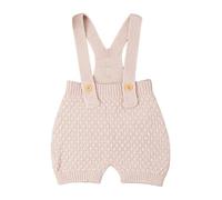 FEESHOW Bébé Garçon Tricoté Sling Shorts Tenue Travail À Bretelles Côtelées Pull Couleur Unie Combinaison Tricotée Vêtements Automne - Hiver 0-18 Mois Kaki 6-9 Mois