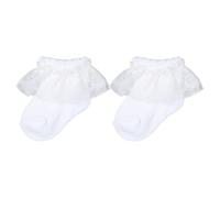 FEESHOW Chaussettes Blanc En Coton Pour Bébé Socquettes En Dentelle Confortable Respirant Pour Nouveau-nés Baptême 0-12 Mois Blanc 2 0-12 mois