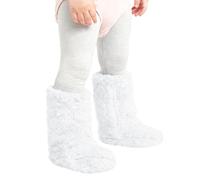 FEESHOW Chaussettes Chaudes Fille Chaussettes Molleton Couleur Corail Couvre - Pieds Ouverts Élastiques Chaussette Petites Moyennes Jambes Accessoires De Tenue Blanc 0-12 mois