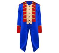 FEESHOW Déguisement Napoléon Enfant Garçon Veste Vintage Colonial Médiéval Halloween Smoking Veste Queue-de-Pie Manche Longue Blazer Soirée Cocktail 5-16 Ans Bleu royal 5-6 ans