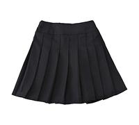 FEESHOW Enfant Fille Plissée Jupe Courte Uniforme Scolaire Mini Jupe Short de Tennis Golf Ballet Sport Jupe avec Short Sécurité Sportwear Noir 8-9 Ans