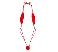FEESHOW Femme Sexy Micro String Bikini Bresilien Body Lingerie 1 Piece Maillot de Bain Slingshot Femme Bôndage Mini Bikini G-String Monokini Thong pour Plage Piscine Rouge One_Size