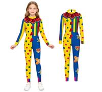 FEESHOW Fille Garçon Combinaisons Clown Pour Garçons Filles Cosplay Costume | Impression Numérique,Combinaisons Moulantes,Col Montant,Jeu De Rôle,Photographie,Vrai Magicien,Soirée Cosplay,Mascarade