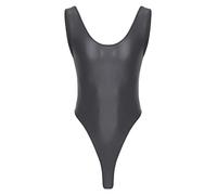 FEESHOW Maillot de Corps Homme Body String Ouvert Mankini Body Combinaison de Bain Natation Plage Fitness Jumpsuit Sissy Lingerie de Nuit sous Vêtement Gris XL