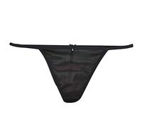 FEESHOW Micro String Femme Sexy Ficelle Tanga T-Back Ouvert Fesse Nue Elastique Mini Bikini Thong G-String Coquine Shorty Briefs Mini Slip Erotique Underwear Noir XL