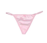 FEESHOW Micro String Femme Sexy Ficelle Tanga T-Back Ouvert Fesse Nue Elastique Mini Bikini Thong G-String Coquine Shorty Briefs Mini Slip Erotique Underwear Rose L