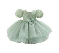 FEESHOW Nouveau Né Robe De Baptême pour Bébé Fille Robe Tutu De Fête pour Bébé Page De Mariage avec Paillettes Petite Halloween Vert 2-3 Ans