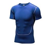 FEESHOW Rashguard Homme Surf Maillot de Bain T-Shirt Manche Courte Anti UV Séchage Rapide Tenue de Surf Plongée Natation Sport Slim Fit Corp Top Bleu M