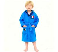 FEETOO] Equipe de Football Brodé Garçon Peignoir de Bain Robe de Nuit pour Enfants (8, Blue)