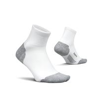 Feetures Elite Max Cushion Quarter Sock- Chaussettes de course athlétiques pour homme et femme, compression ciblée, évacuation de l'humidité, Blanc neuf., Medium
