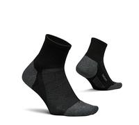 Feetures Elite Max Cushion Quarter Sock- Chaussettes de course athlétiques pour homme et femme, compression ciblée, évacuation de l'humidité, Noir, Medium