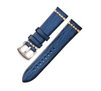 FEFHFKZCZZ Bracelet de montre en cuir tanné(Blue-Silver buckle,20mm)