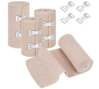 Fefod Bande de gaze, 4PCS Bande Elastique Medical Avec Clip En Métal, Réutilisable Bande de compression en crêpe, Pansement Compressif pour bras, poignet, poitrine, jambes, genoux, pieds