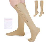 Fefod Chaussette de Contention, 2 paires 15-20mmhg Chaussettes de Compression Avec éclair Indiqué, Medicale Soutien Graduel Bas De Compression, Homme Femme, pour Voyages Jambes Enflées Course Vols