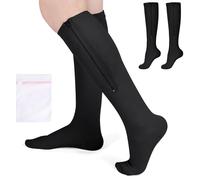 Fefod Chaussette de Contention, 2 paires 15-20mmhg Chaussettes de Compression Avec éclair Indiqué, Medicale Soutien Graduel Bas De Compression, Homme Femme, pour Voyages Jambes Enflées Course Vols