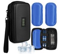 Fefod Sac pour Diabétique, Étui Refroidisseur Diabète avec 2pcs Sac De Glace en Gel, Portable Sac Isotherme à Insuline Médicament Voyage Affichage de la Température, pour Garder Médicaments Au Froid