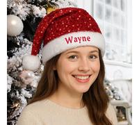Fegiuly Chapeaux de Père Noël à paillettes personnalisés avec nom brodé, bonnet de Noël scintillant pour adultes, cadeau pour petit ami, petite amie, Nouvel An, Noël, fête de vacances
