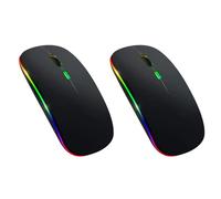 Fegtrty 2X Souris sans Fil Bluetooth 5.1 LED Rechargeable Souris Silencieuse USB Optique Gaming Ergonomique Rétroéclairage sans Fil 2.4G