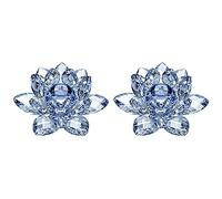 Fegtrty Lot de 2 fleurs de lotus en cristal bleu pour décoration d'intérieur (petite taille)