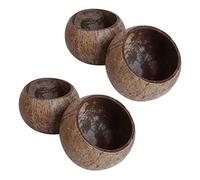Fegtrty Lot de 4 pots de bougies verseurs en coquille de noix de , bol en bois de noix de , bol de décoration, bol de rangement
