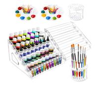 Fegtrtyoa 2 Pack Clear Paint Rangement Boîte avec Support de Brossage 7 Couches Craft Paint Paint Rangement, Fournitures D'Artistes