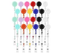 Fegtrtyoa 24 Pièces Bobine de Badge Perlée Porte-Clips Rétractables pour Perles en Vrac Barre Vierge ID Nom Bobines de Badge avec Clip de Ceinture, Coloré