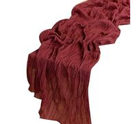 Fegtrtyoa 4Pcs Boho Gaze Fromage Tissu Table Rustique Sheer Runner Long pour Mariage Claret
