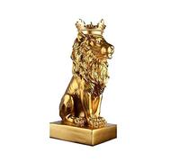 Fegtrtyoa Abstrait Couronne Lion Statue Bureau à Domicile Bar Mâle Lion Foi RéSine Sculpture Artisanat Animal Art DéCor Ornements - Or