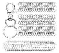 Fegtrtyoa Accessoires pour Porte-Clés - 100 Pièces Fermoirs Pivotants Mousquetons pour Cordon avec Anneaux Porte-Clés Style Pince de Homard pour Porte-Clés Fermoirs à Clips