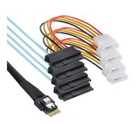 Fegtrtyoa Adaptateur Hôte SFF-8654 4i 38 Broches PCIE Slimline SAS 4.0 38 Broches vers 4X SFF-8482 avec Câble d'alimentation 4P