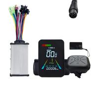 Fegtrtyoa Afficheur LCD Couleur NFC pour E-Bike, Compteur de Vitesse pour Trottinettes Électriques 24V/36V/48V/60V UART + Contrôleur 36V/48V 350W 6PIN