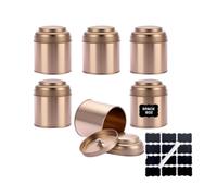 Fegtrtyoa Airtight Double Lid 6pcs Tea Tin Set(8 FL Oz) for Loose Leaf Tea Storage- Small Kitchen Tin Cans Included Rose Gold