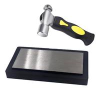 Fegtrtyoa Bloc de Banc en Acier 7,8" X 4,2" Enclume Plate pour Bijoutier, avec Base en Caoutchouc Résistant, pour Outil de Marteau de Estampage de