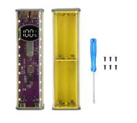 Fegtrtyoa Boîtier de Batterie Transparent 8x18650 sans Soudure 22,5W, Boîtier de Banque d'alimentation, Prend en Charge Les Ports Type-C Doubles, Mode Basse Consommation, Jaune.