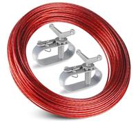 Fegtrtyoa Câble de Couverture de Piscine et 2 Treuils, Câble en Acier Recouvert de Plastique, Colonne à Ressort en Aluminium, Cliquet pour Sécuriser la Piscine Hors Sol